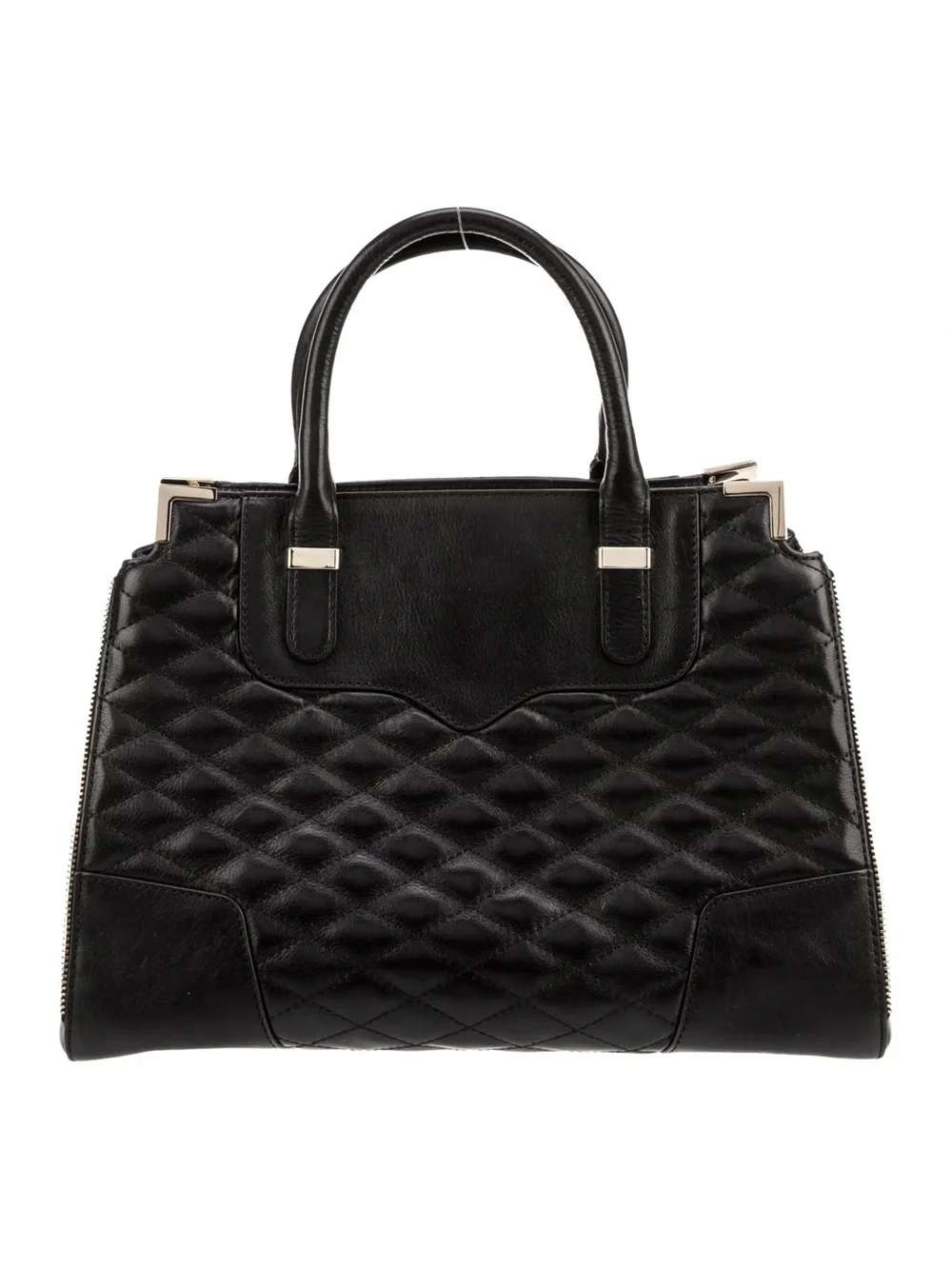 Rebecca Minkoff $345 2015 Amorous Quilted Black Leather Satchel Tote Bag